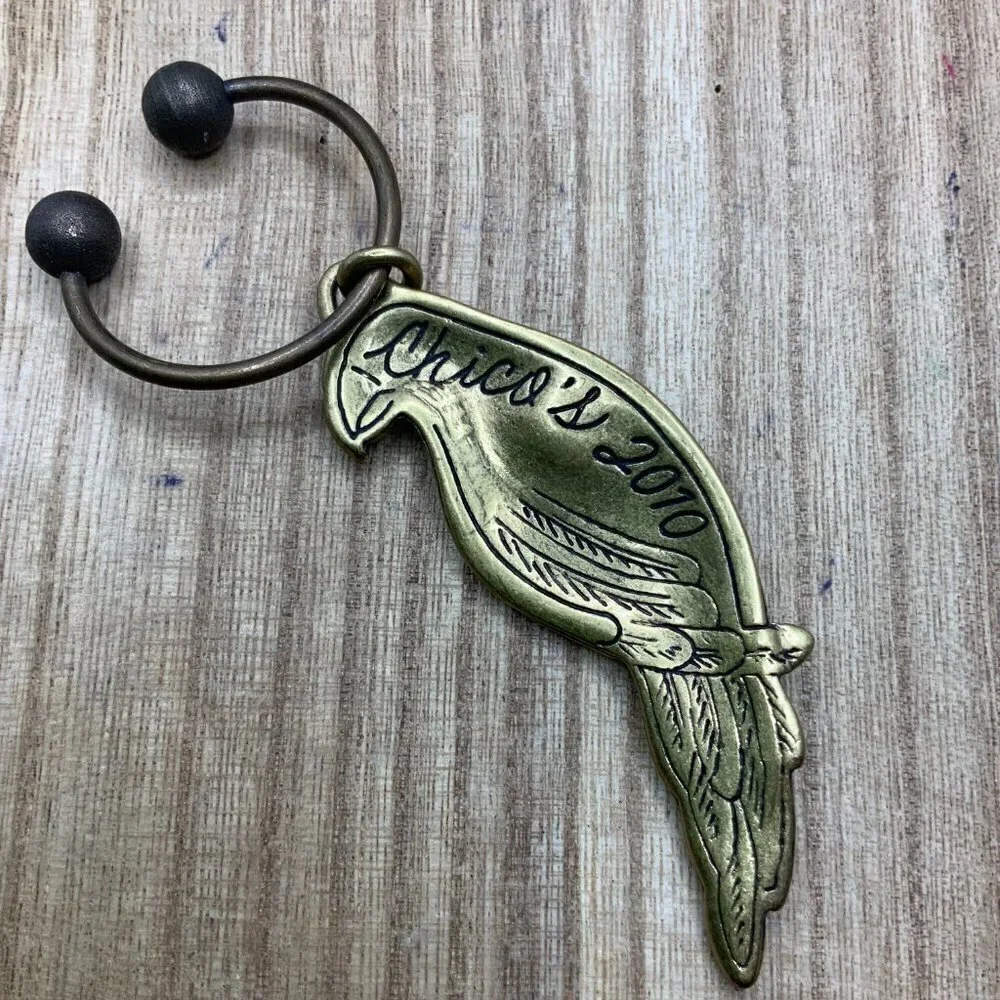 Chico's Gold Tone Rhinestone Parrot Bird 2010 Key Chain